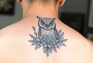 Owl with Succulents tattoo idea