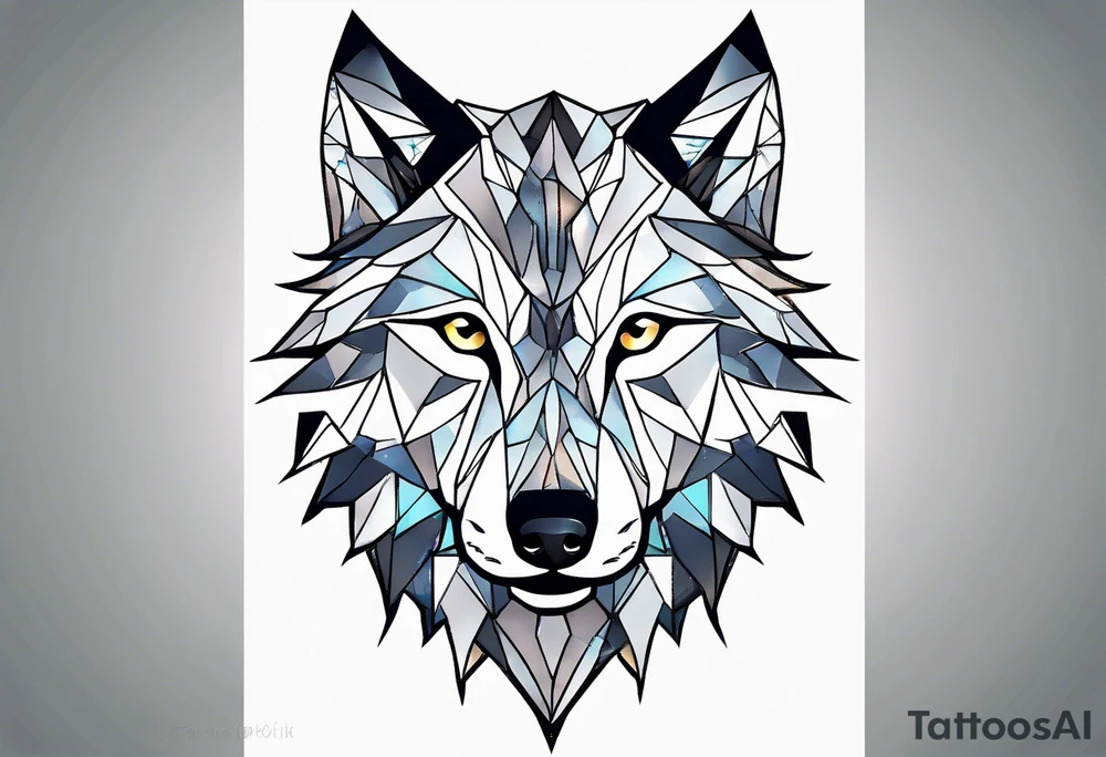 Constellation, animal wolf, géométric tattoo idea
