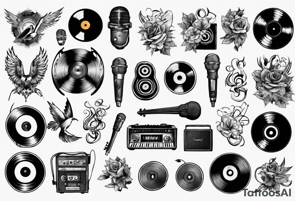sound music vinyl tattoo idea