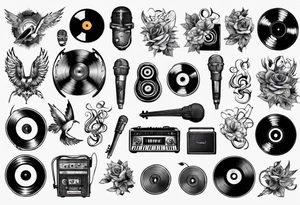 sound music vinyl tattoo idea