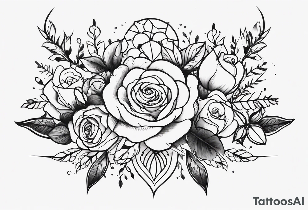 i want a full arm tattoo with simple flowers and roses tattoo idea