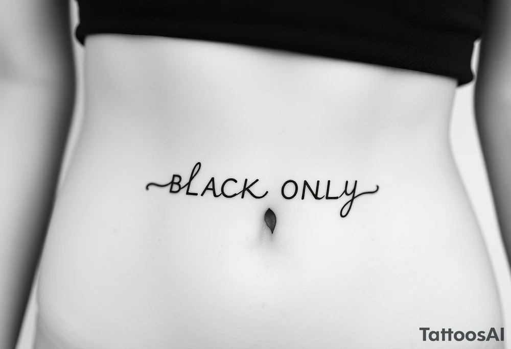 text reading "BLACK ONLY" across a womb tattoo tattoo idea