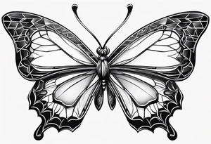 Simple butterfly on Indra's diamond network background tattoo idea