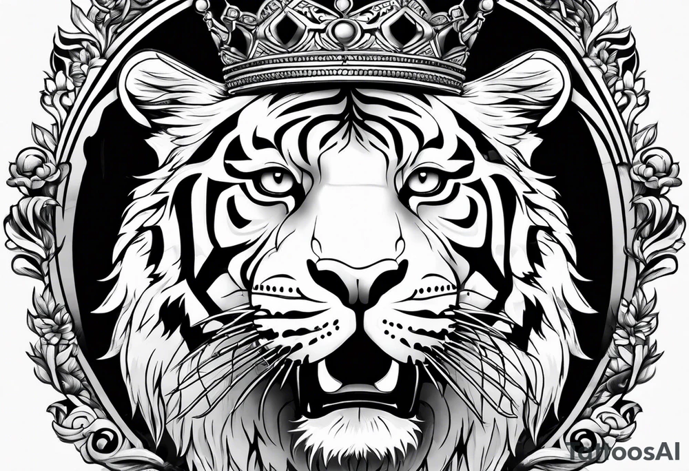 Tiger wearing crown tattoo idea