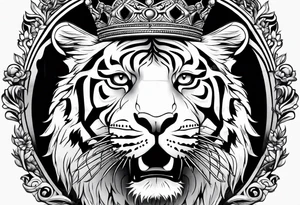 Tiger wearing crown tattoo idea