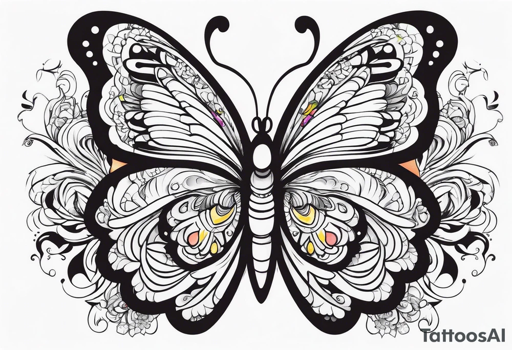 Butterfly but with portrait on 1 of wing tattoo idea