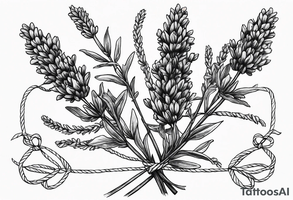 Lavender sprigs tied together with twine tattoo idea