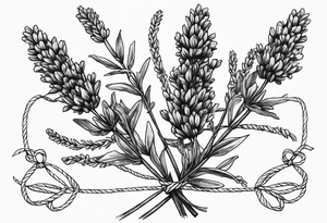 Lavender sprigs tied together with twine tattoo idea