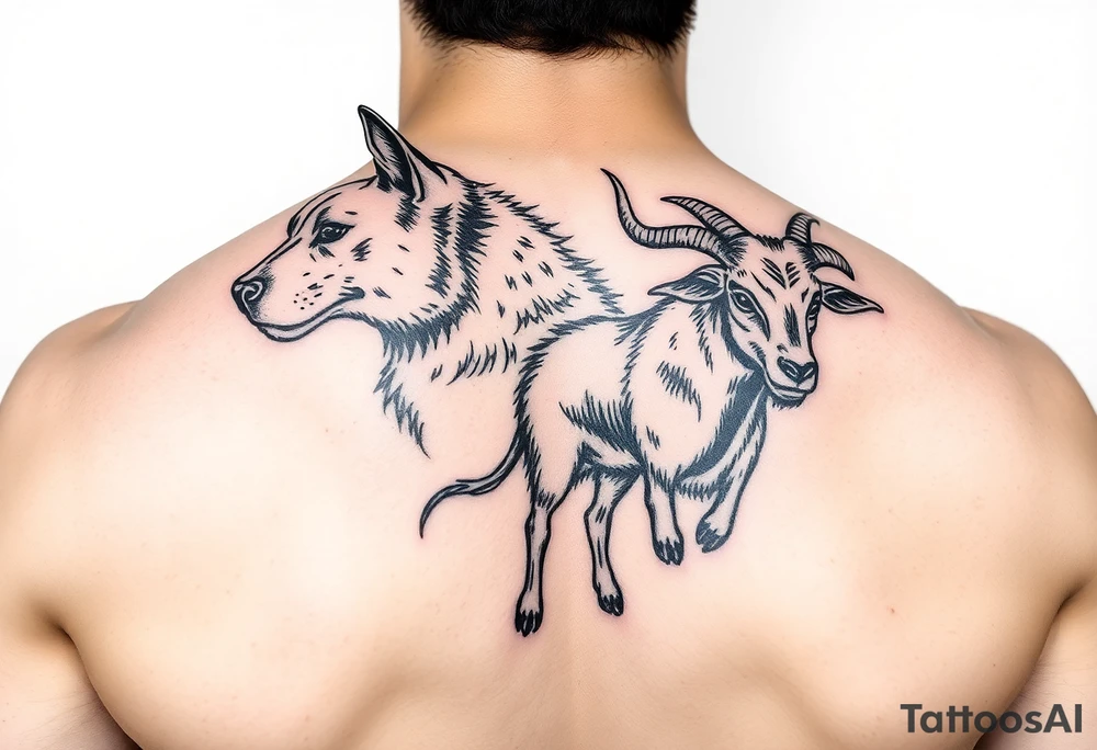 dog, rat, goat, and ox Japanese style tattoo idea