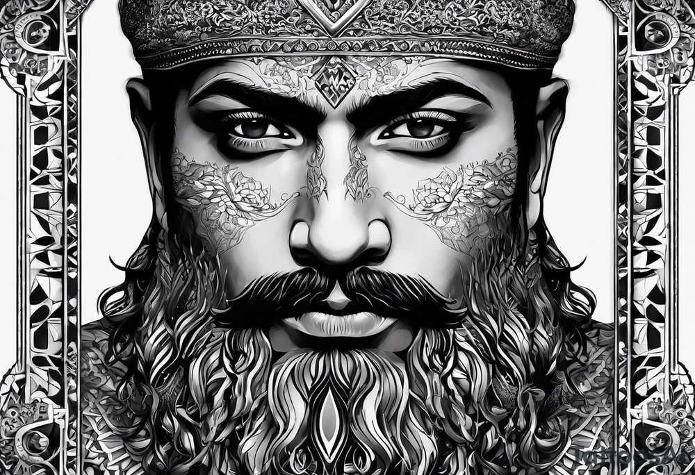 The name محمود only written like that not a face 
and a date 04/12/2019 under it tattoo idea