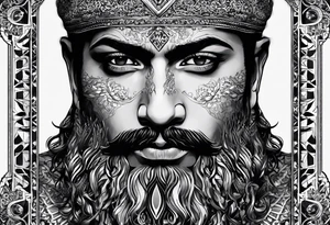 The name محمود only written like that not a face 
and a date 04/12/2019 under it tattoo idea