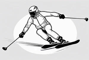 Line drawing skier tattoo idea