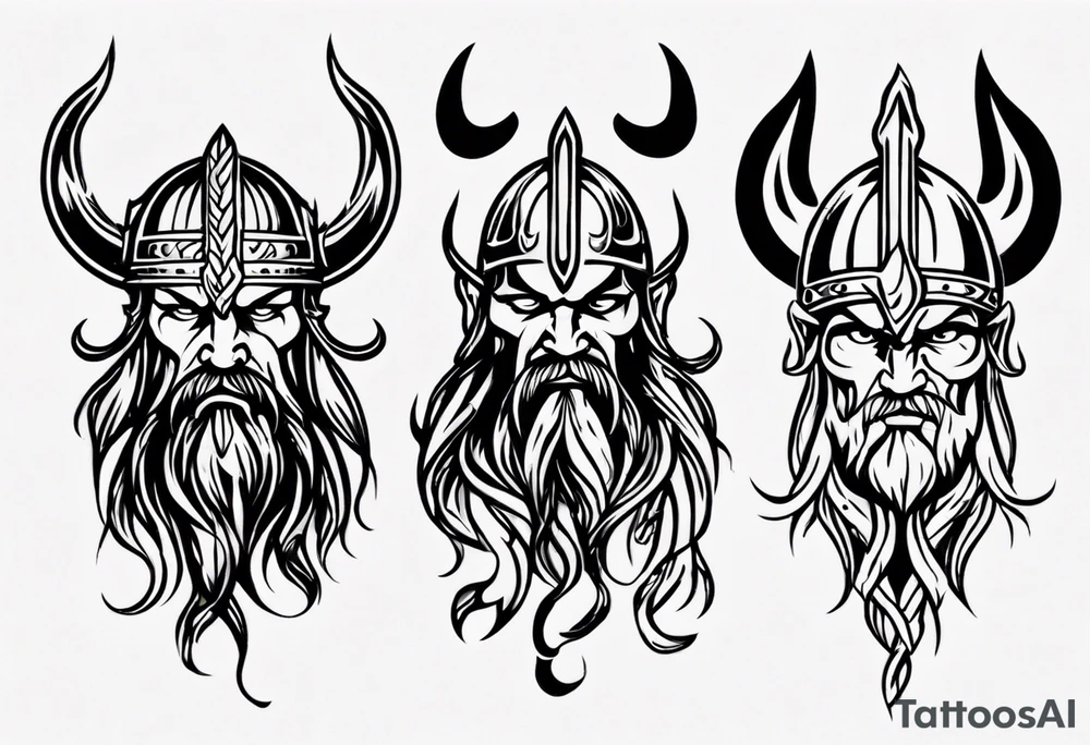 Viking head flames tattoo idea