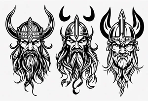 Viking head flames tattoo idea