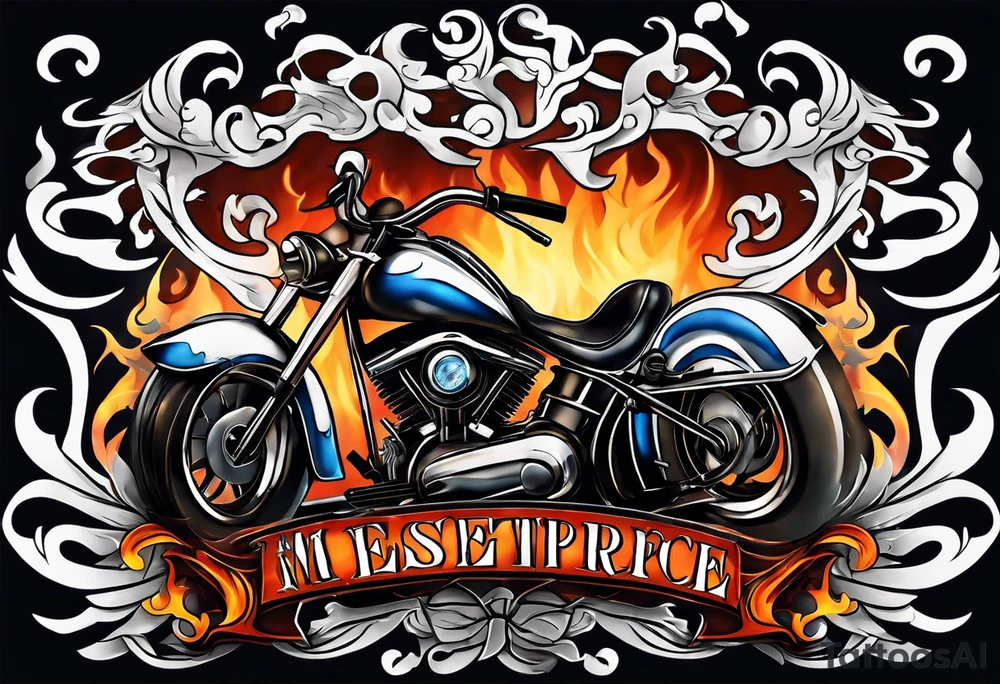Flame letter font of word CHOPPER with smoke background tattoo idea