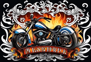 Flame letter font of word CHOPPER with smoke background tattoo idea