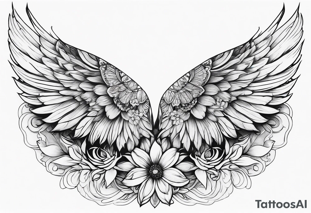 wing, flower, tattoo idea