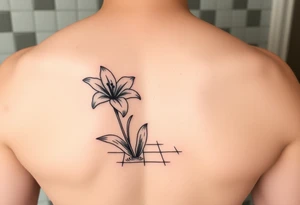 bathroom with lily coming up out of tile floor tattoo idea