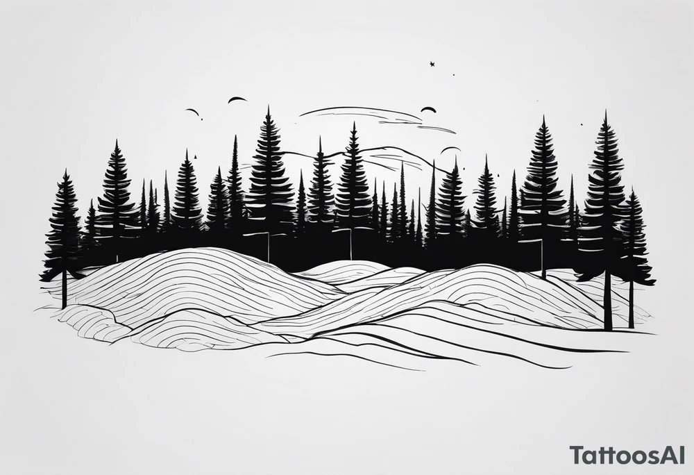 Text forming pine forest tattoo idea