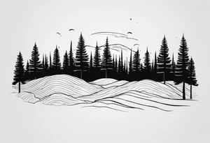 Text forming pine forest tattoo idea