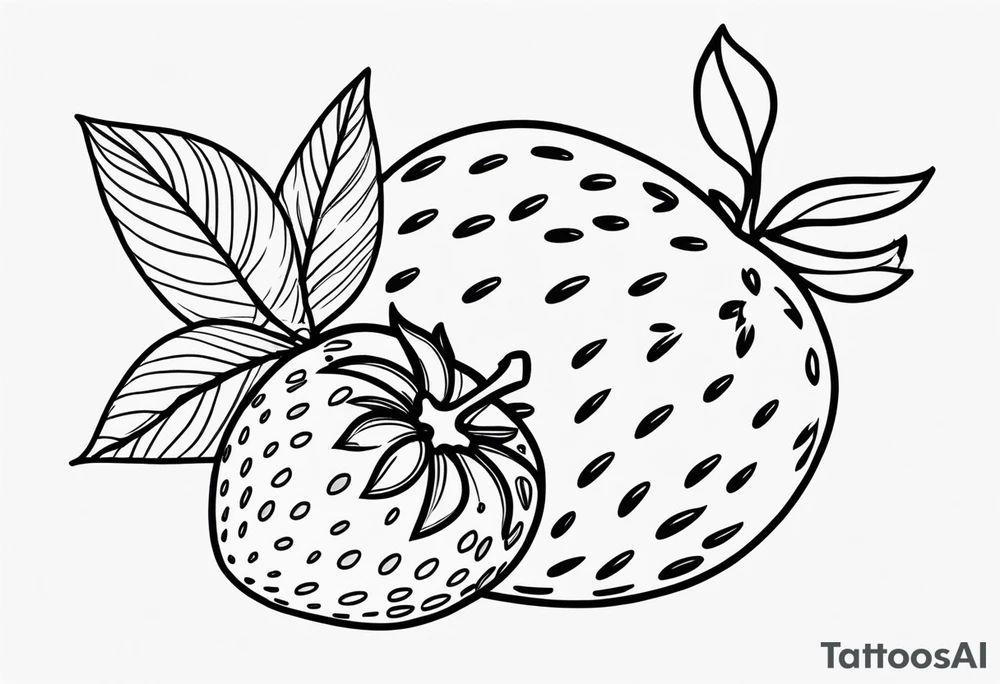 Line drawing Strawberry tattoo idea