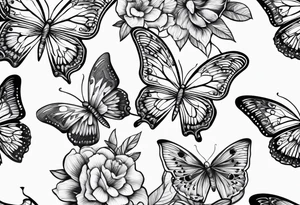 3 fine line butterflies tattoo idea