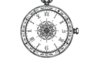zodiac symbols runes within ornate clockwork mechanism tattoo idea