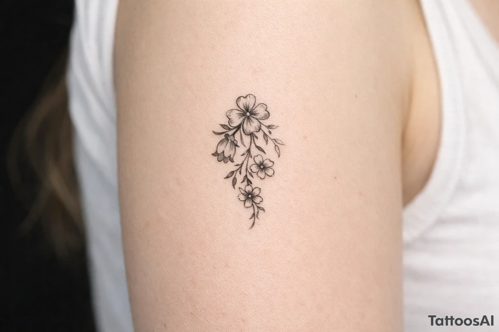 Cascading simple Irish flowers tattoo idea