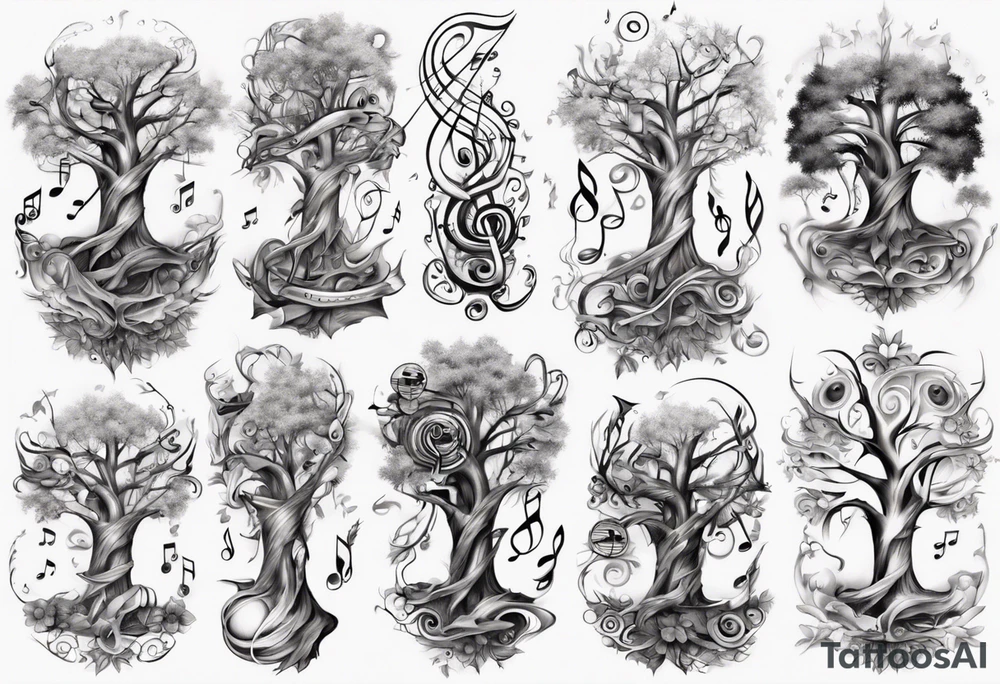 music speaker note tree staff tattoo idea