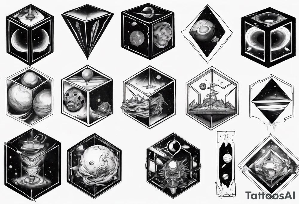 Escape black cube of saturn tattoo idea