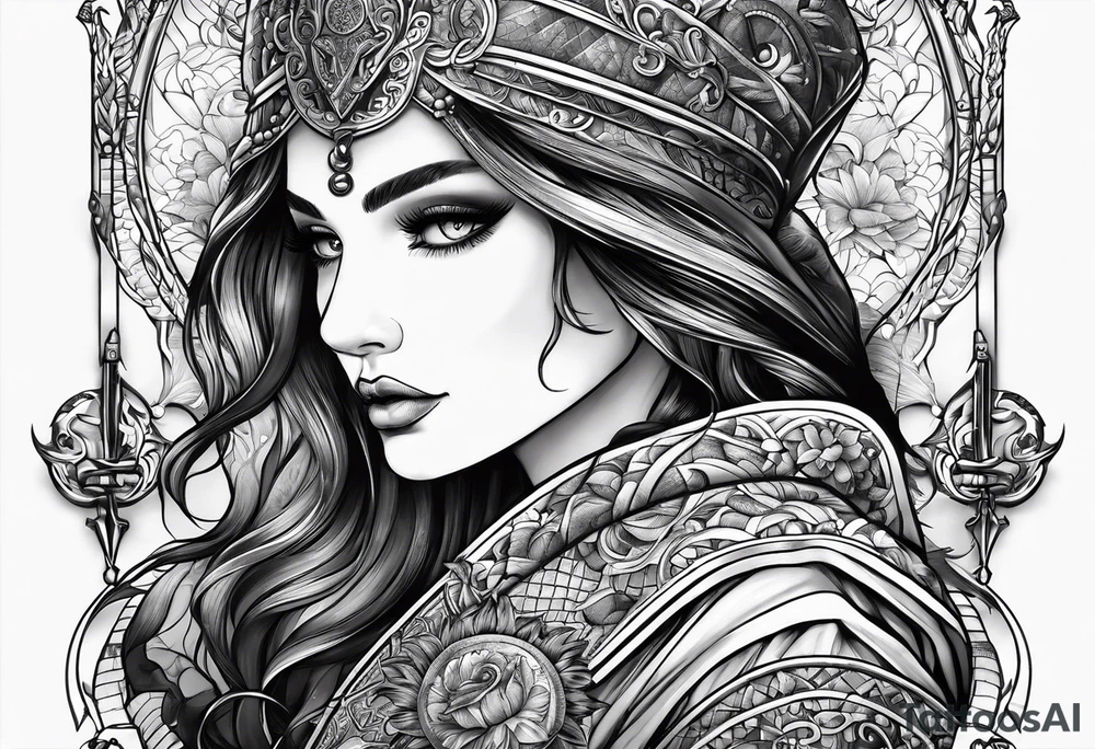 with lady juctice emblem a sword and a scale tattoo idea with lady juctice emblem a sword and a scale tattoo idea