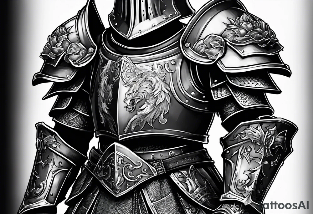 knight with heavy armor with less detail tattoo idea
