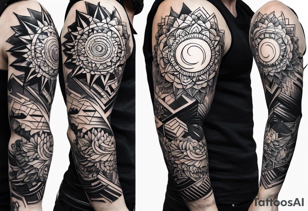 sun sleeve tattoo idea