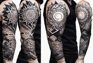 sun sleeve tattoo idea