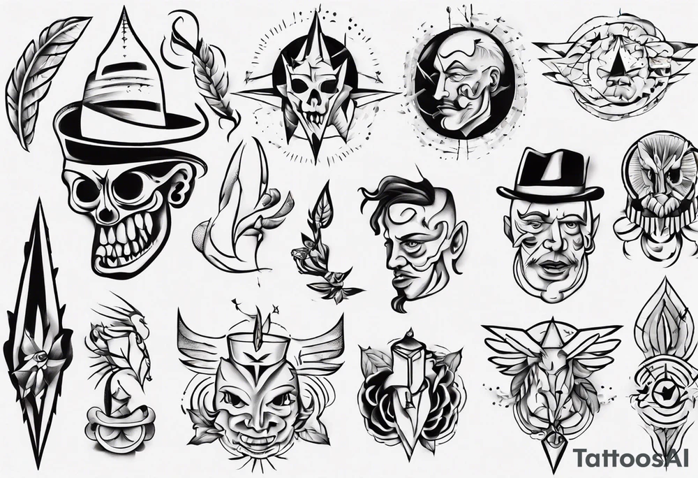 Different old-school-style tattoos tattoo idea