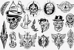 Different old-school-style tattoos tattoo idea