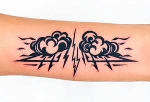 Black storm clouds with rain falling & lightning bolts striking down tattoo idea