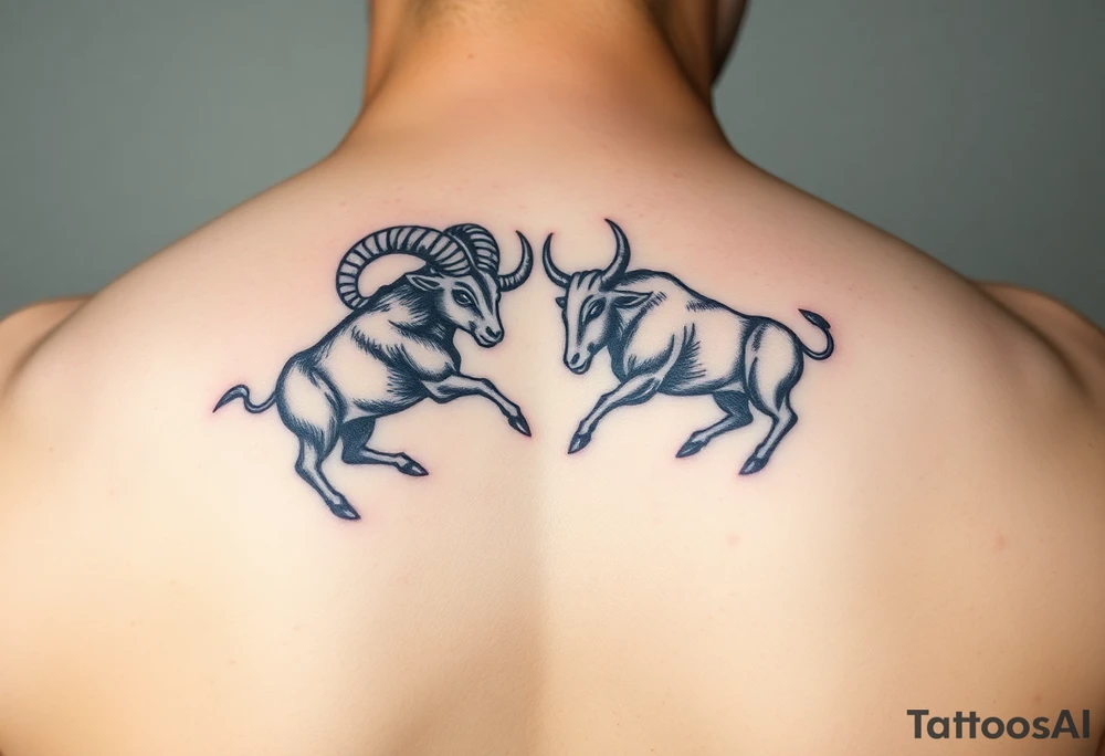 ram and a bull fighting tattoo idea