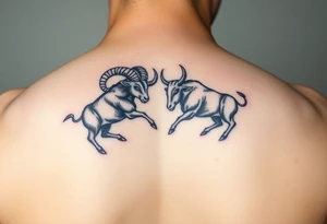 ram and a bull fighting tattoo idea