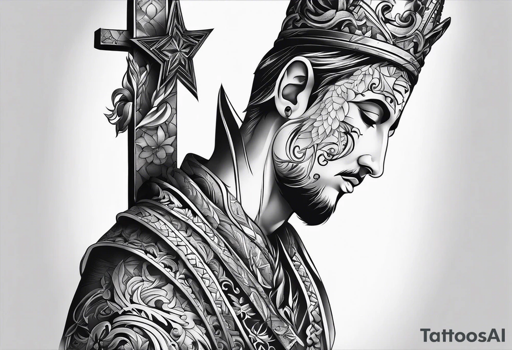 front neck tattoo men christianity tattoo idea