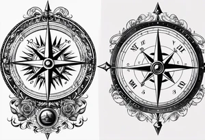 vintage compass tattoo idea