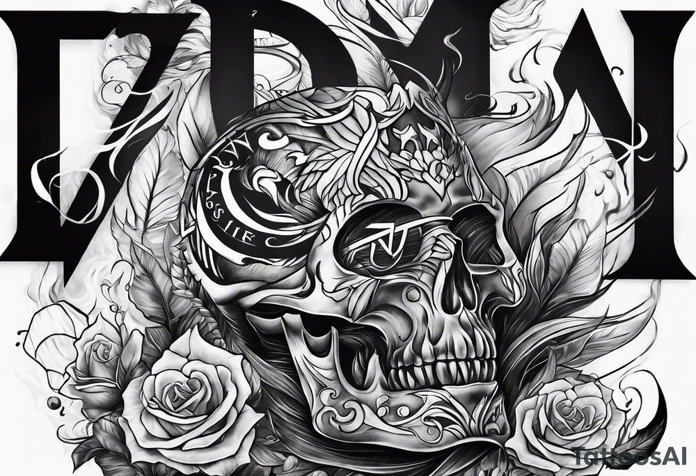 the letters tdm with smoke in the background tattoo idea