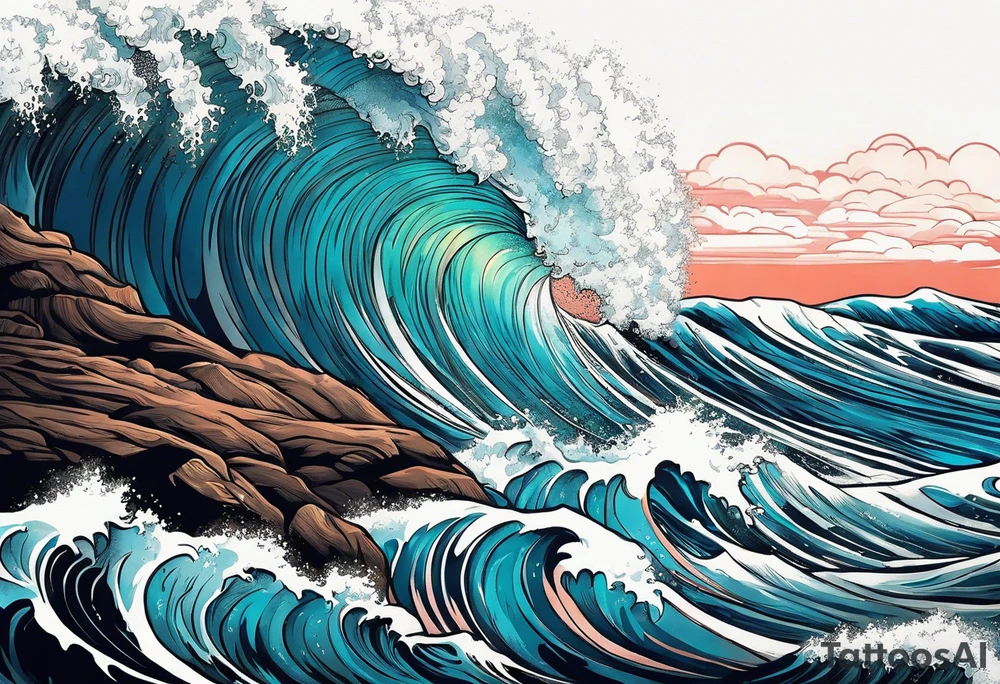 wave;
"come what may"; outside forearm not an oval tattoo idea