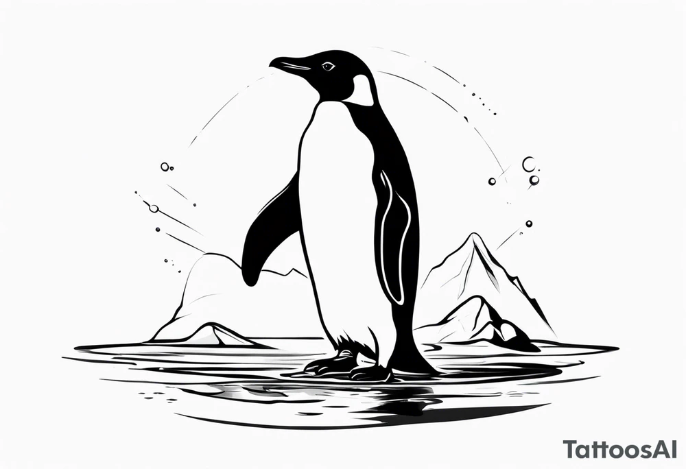 penguin standing on ice in the water. tattoo idea