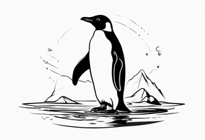 penguin standing on ice in the water. tattoo idea