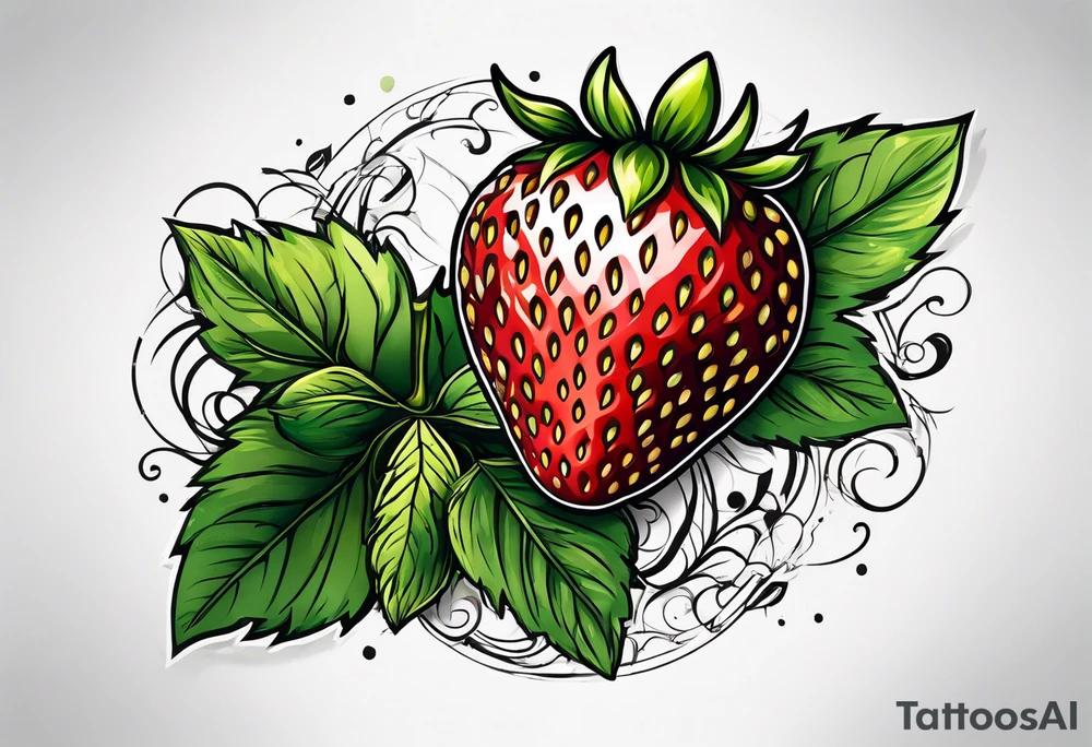 Single Strawberry tattoo idea