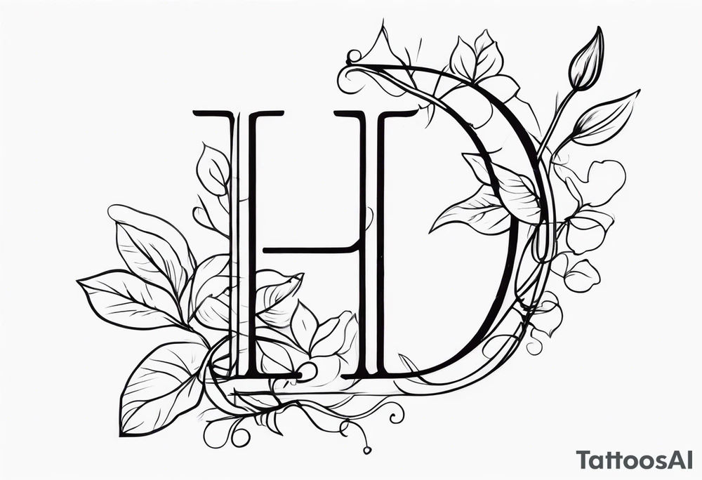 tiny letter L with vines tattoo idea