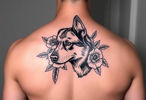 feminine floral german shepherd tattoo tattoo idea