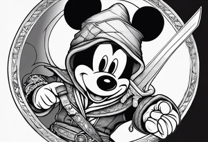 mickey mouse as assassins creed with blade tattoo idea