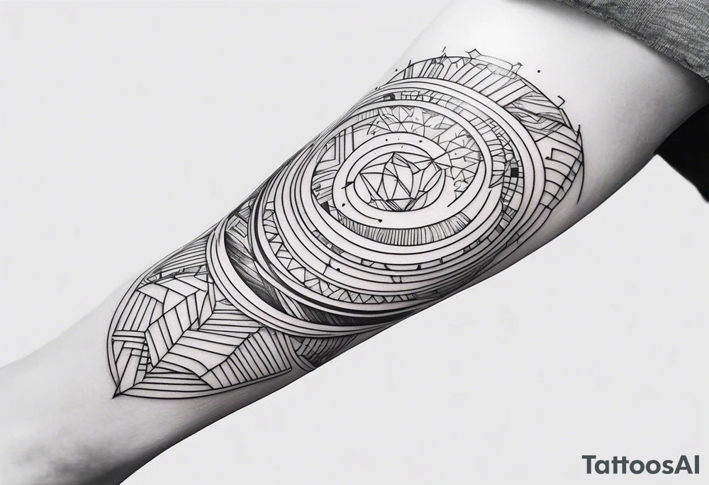 Futuristic bold line tattoo for leg tattoo idea